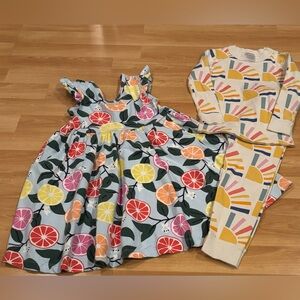 Hanna Andersson Tropical Dress and Pajamas Bundle